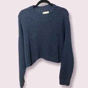 blue cotton on chunky knit sweater high neck crop